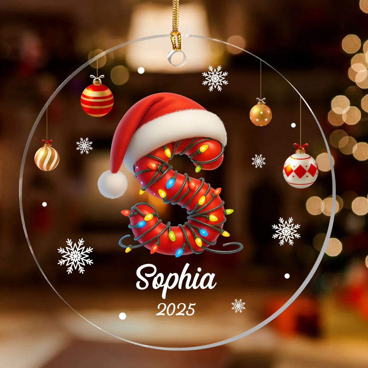 Christmas Initial Name Letter For Family And Friends - Personalized 1-Layer Acrylic Ornament - Image 2