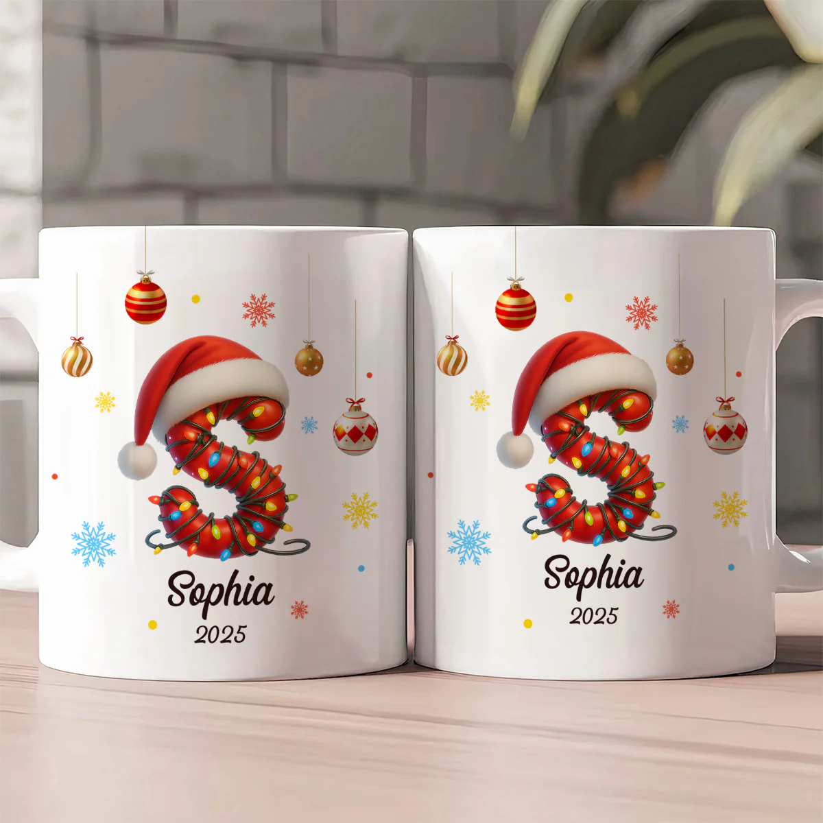 Christmas Initial Name Letter For Family And Friends - Personalized Ceramic Coffee Mug - Image 2