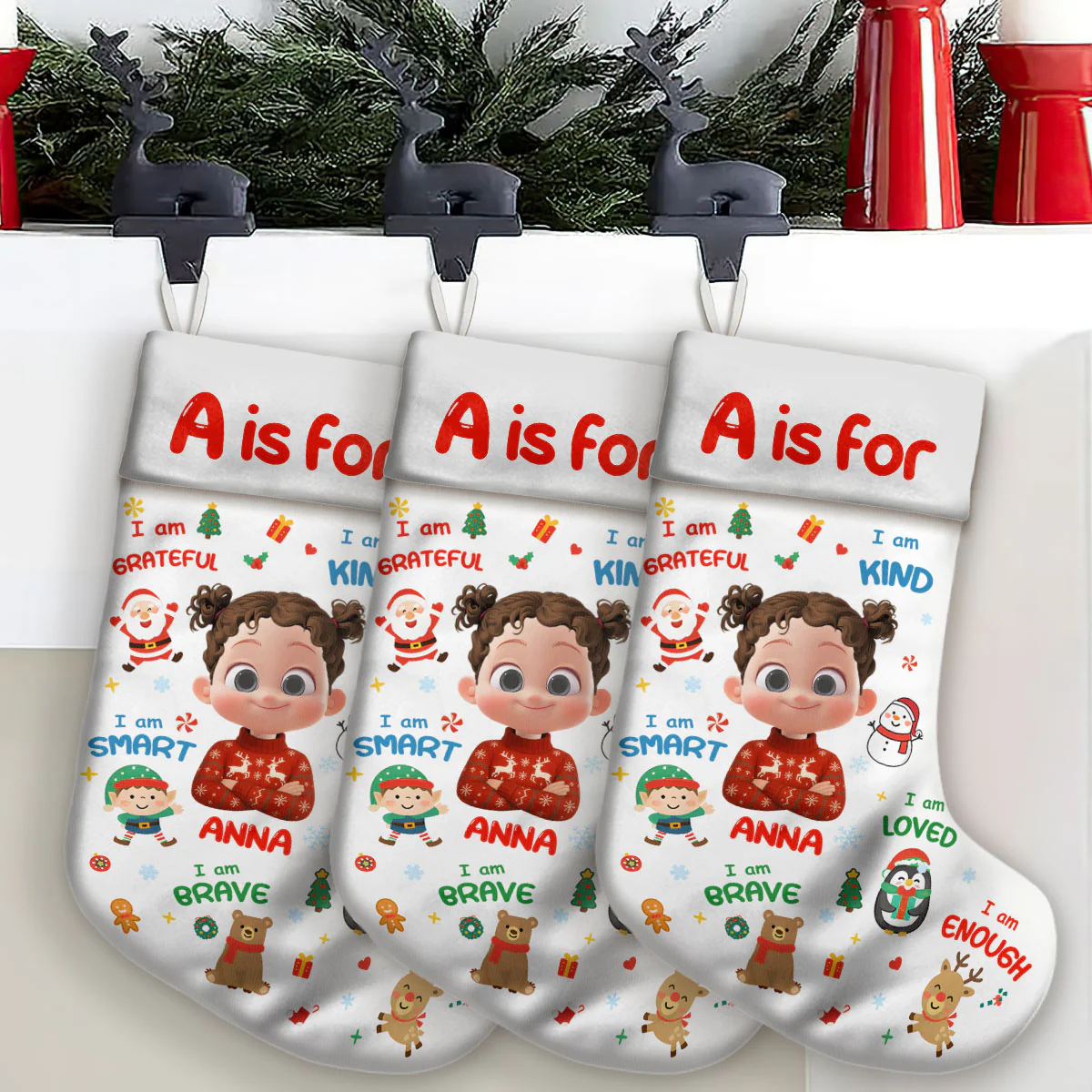 Christmas Kid Affirmation - Personalized Christmas Stocking - Image 4