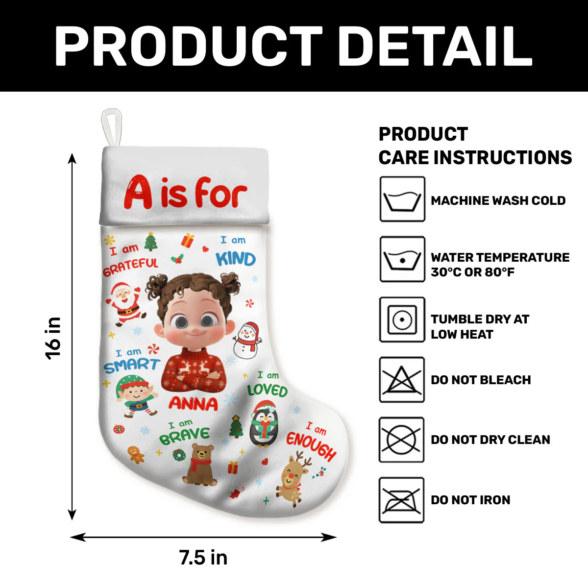 Christmas Kid Affirmation - Personalized Christmas Stocking - Image 5
