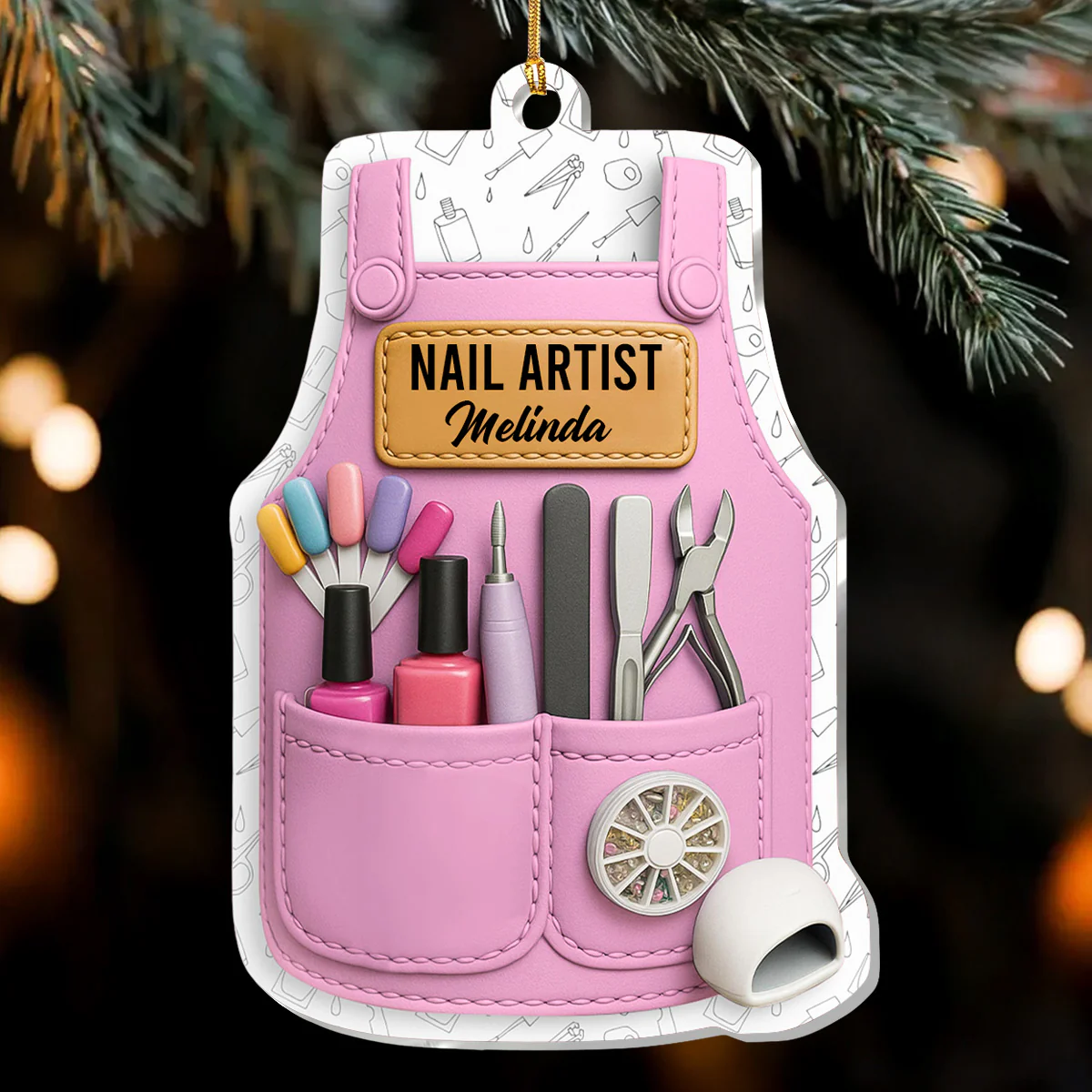 Christmas Nail Technician - Personalized 1-Layer Acrylic Ornament
