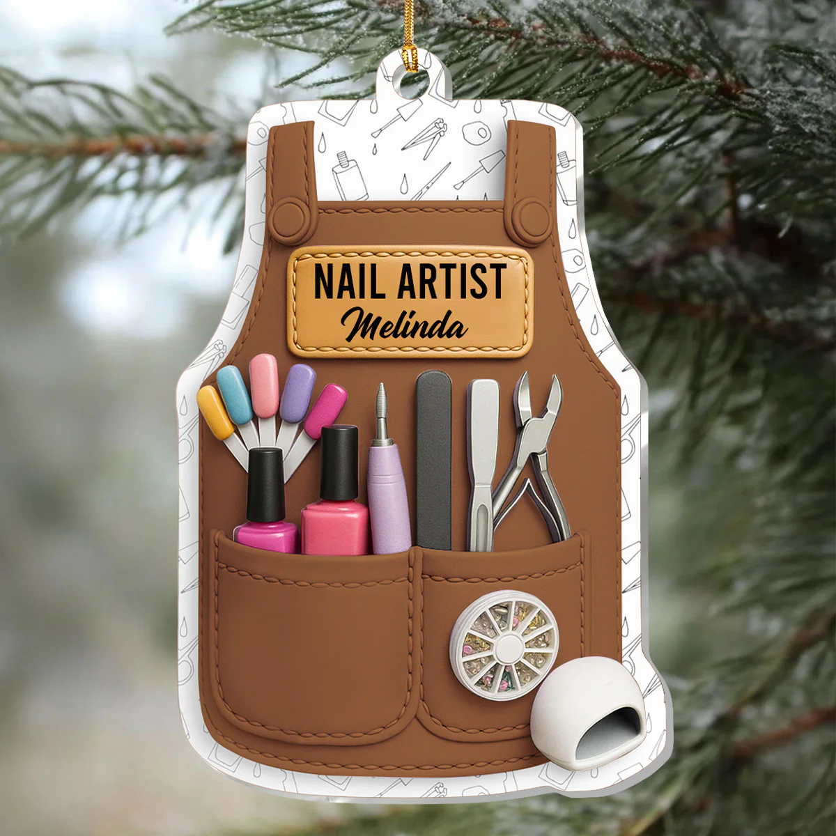Christmas Nail Technician - Personalized 1-Layer Acrylic Ornament - Image 3