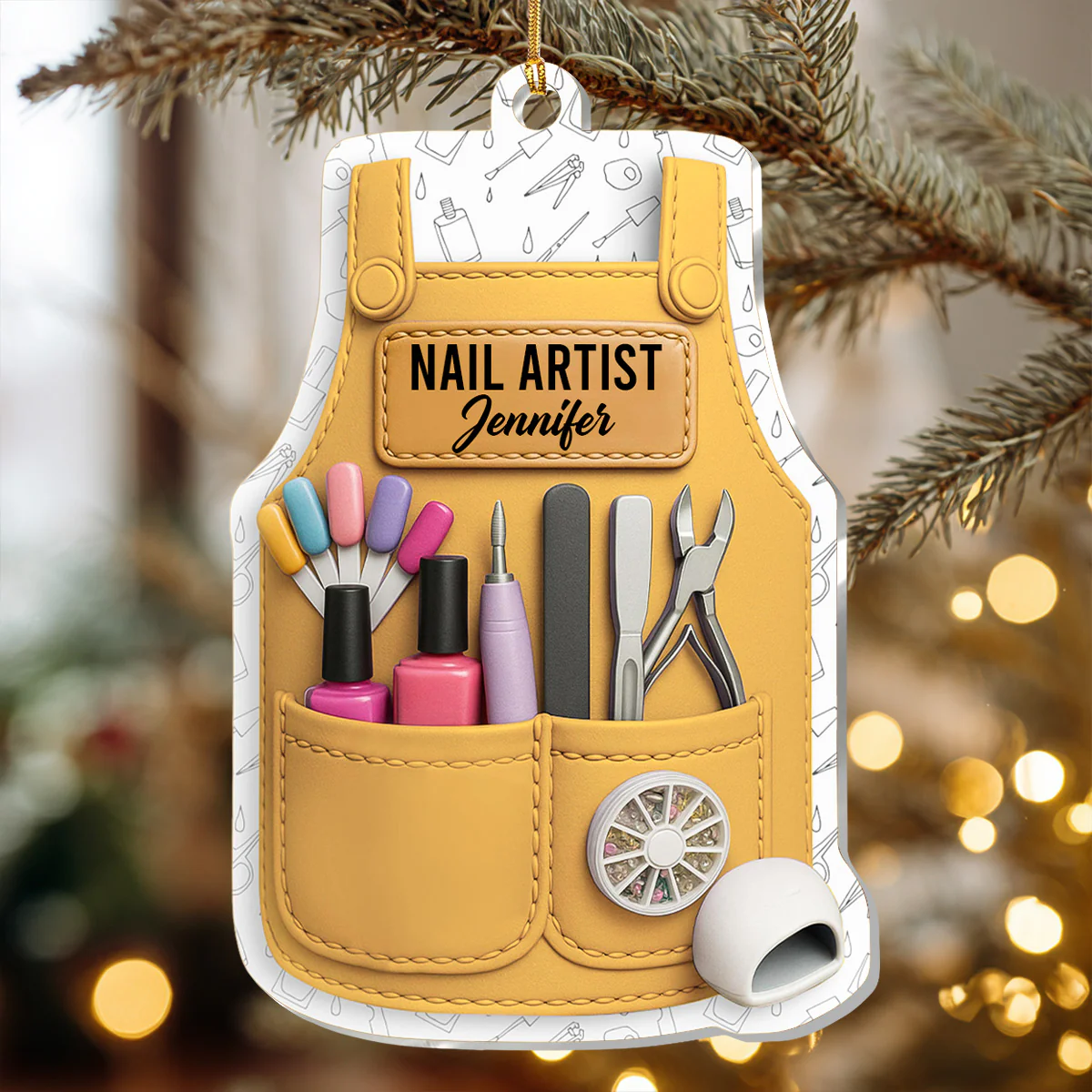 Christmas Nail Technician - Personalized 1-Layer Acrylic Ornament - Image 4