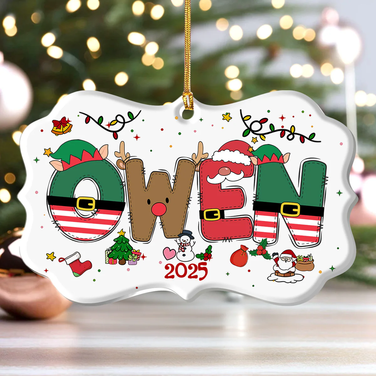 Christmas Name - Personalized 1-Layer Acrylic Ornament - Image 4
