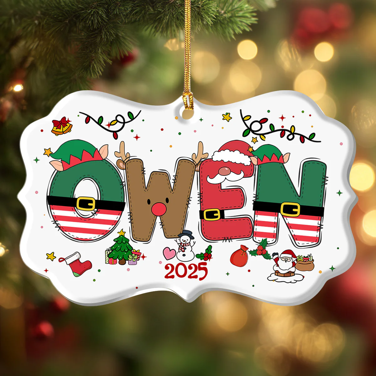 Christmas Name - Personalized 1-Layer Acrylic Ornament - Image 5