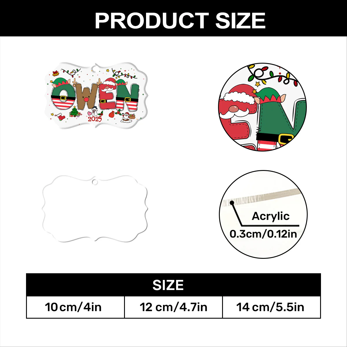 Christmas Name - Personalized 1-Layer Acrylic Ornament - Image 7