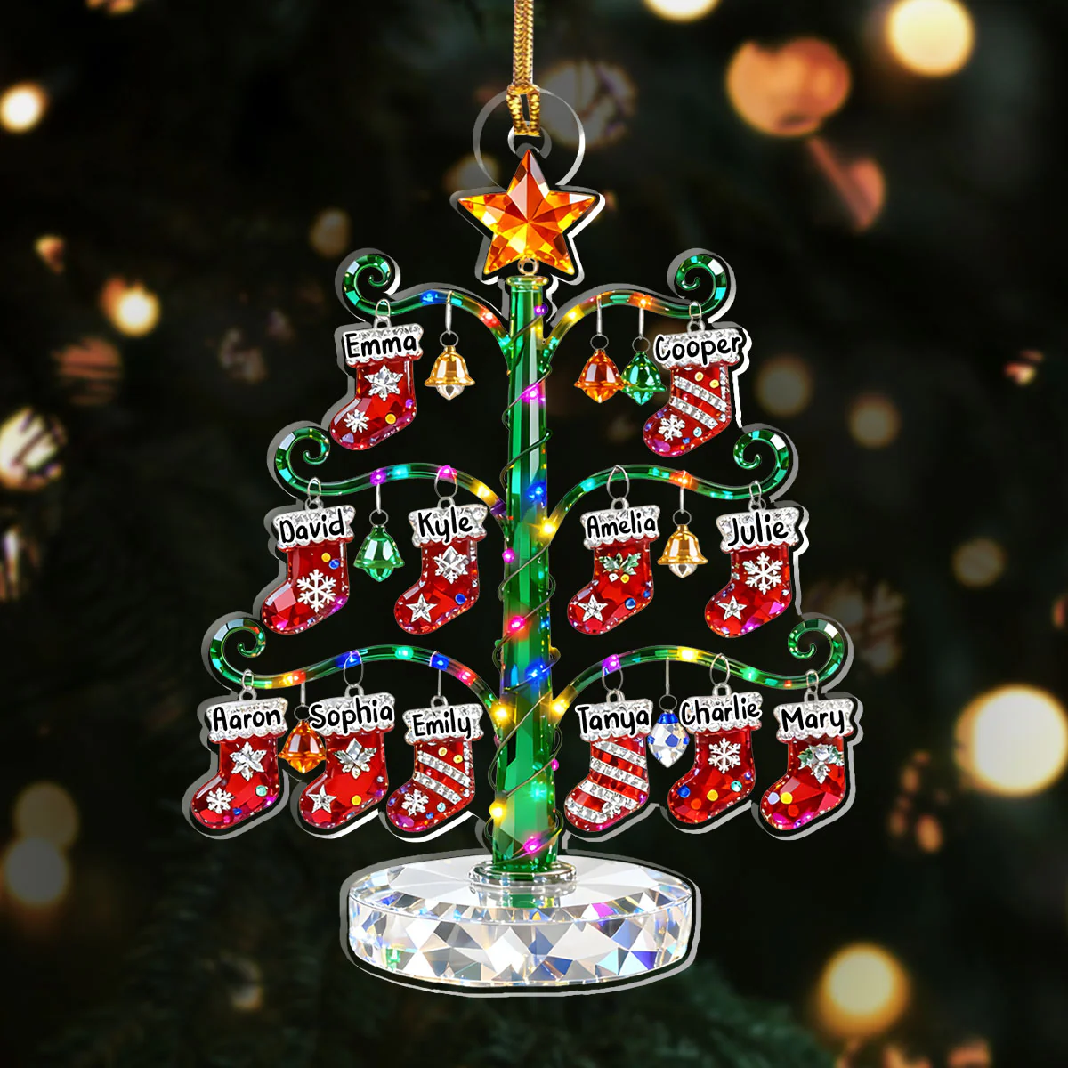 Christmas Stockings Tree - Personalized 1-Layer Acrylic Ornament