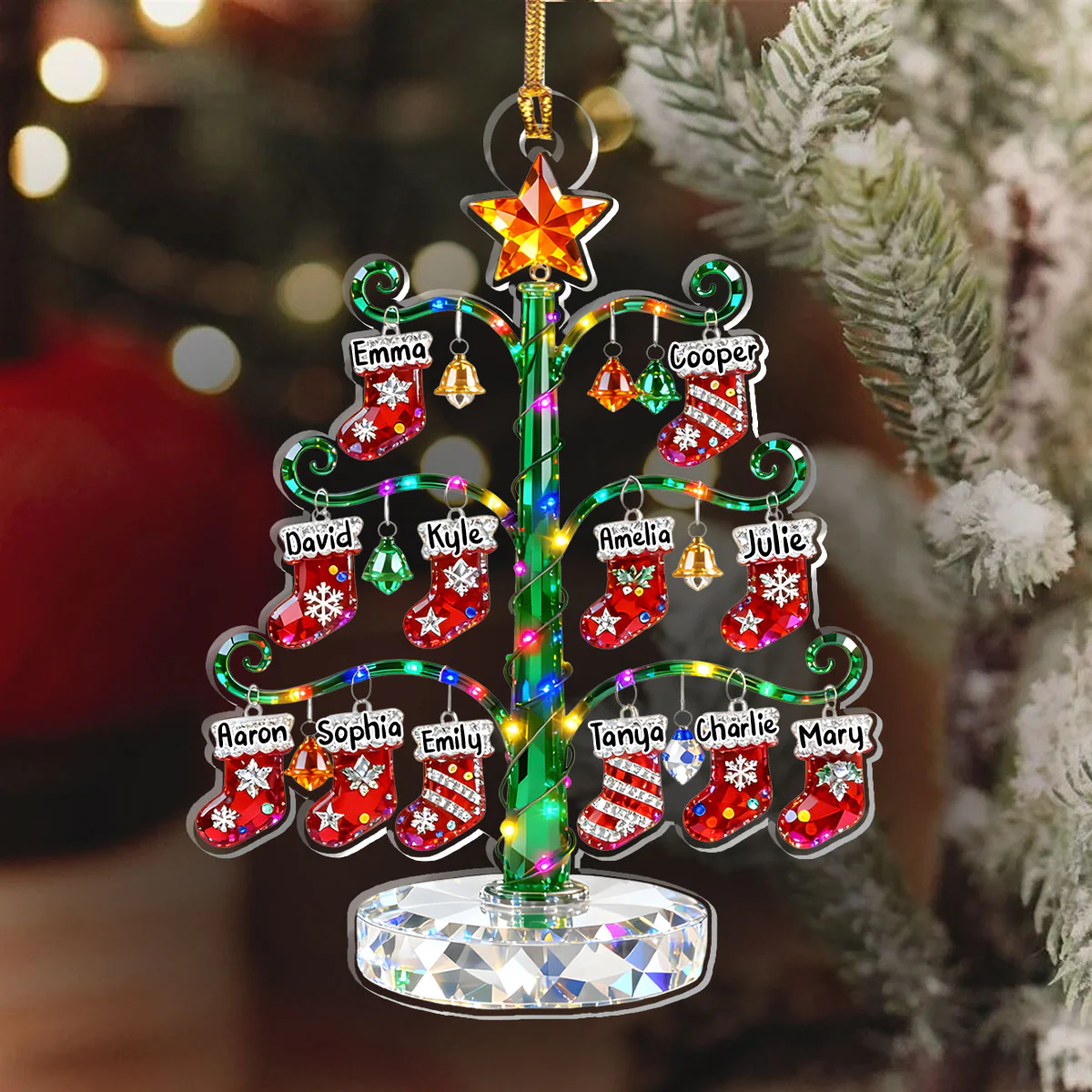 Christmas Stockings Tree - Personalized 1-Layer Acrylic Ornament - Image 6