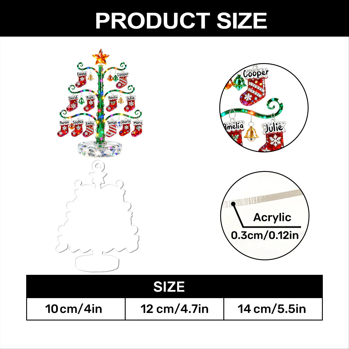Christmas Stockings Tree - Personalized 1-Layer Acrylic Ornament - Image 7