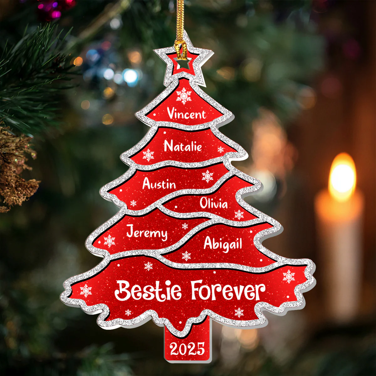 Christmas Tree Glitter Effect - Personalized 1-Layer Acrylic Ornament