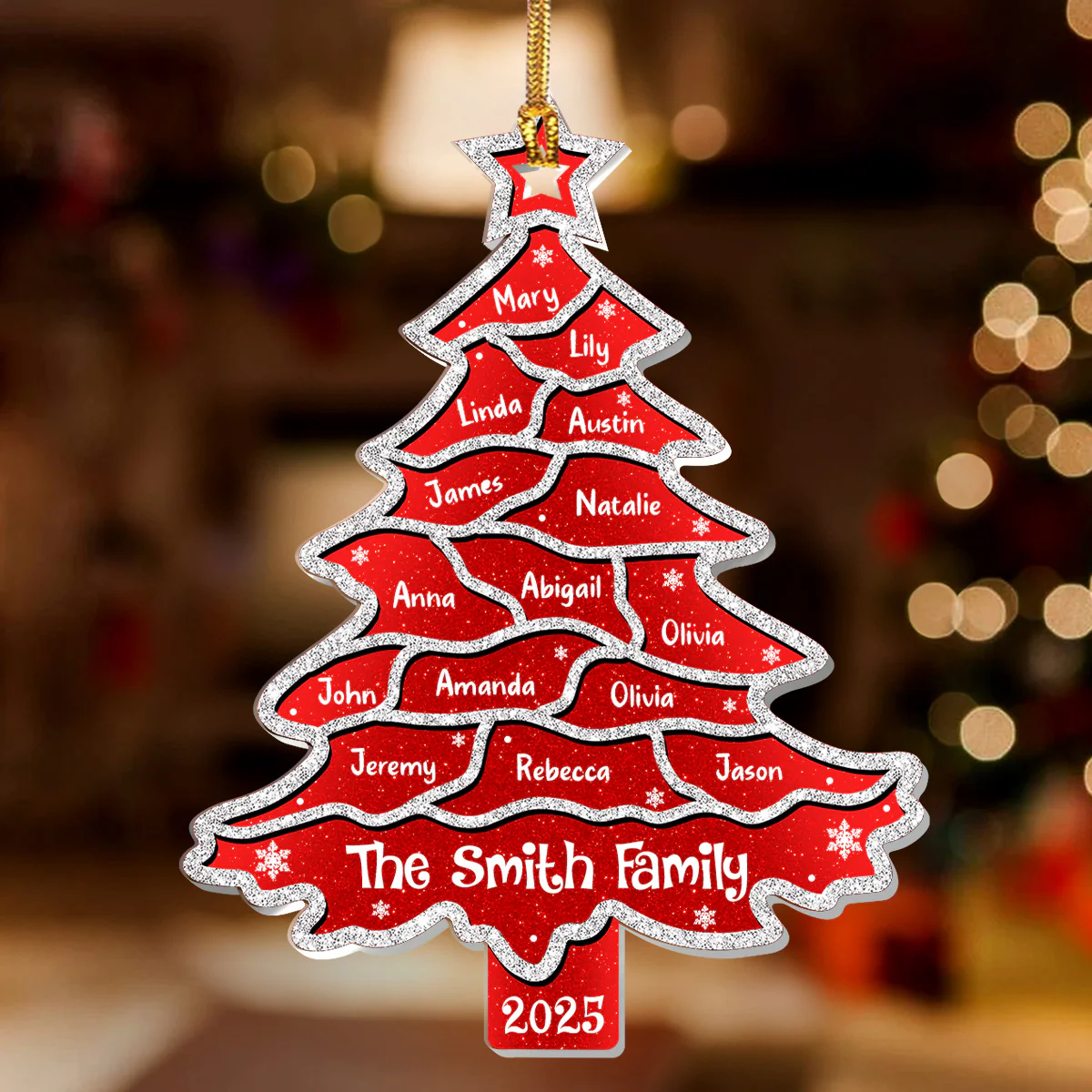 Christmas Tree Glitter Effect - Personalized 1-Layer Acrylic Ornament - Image 2