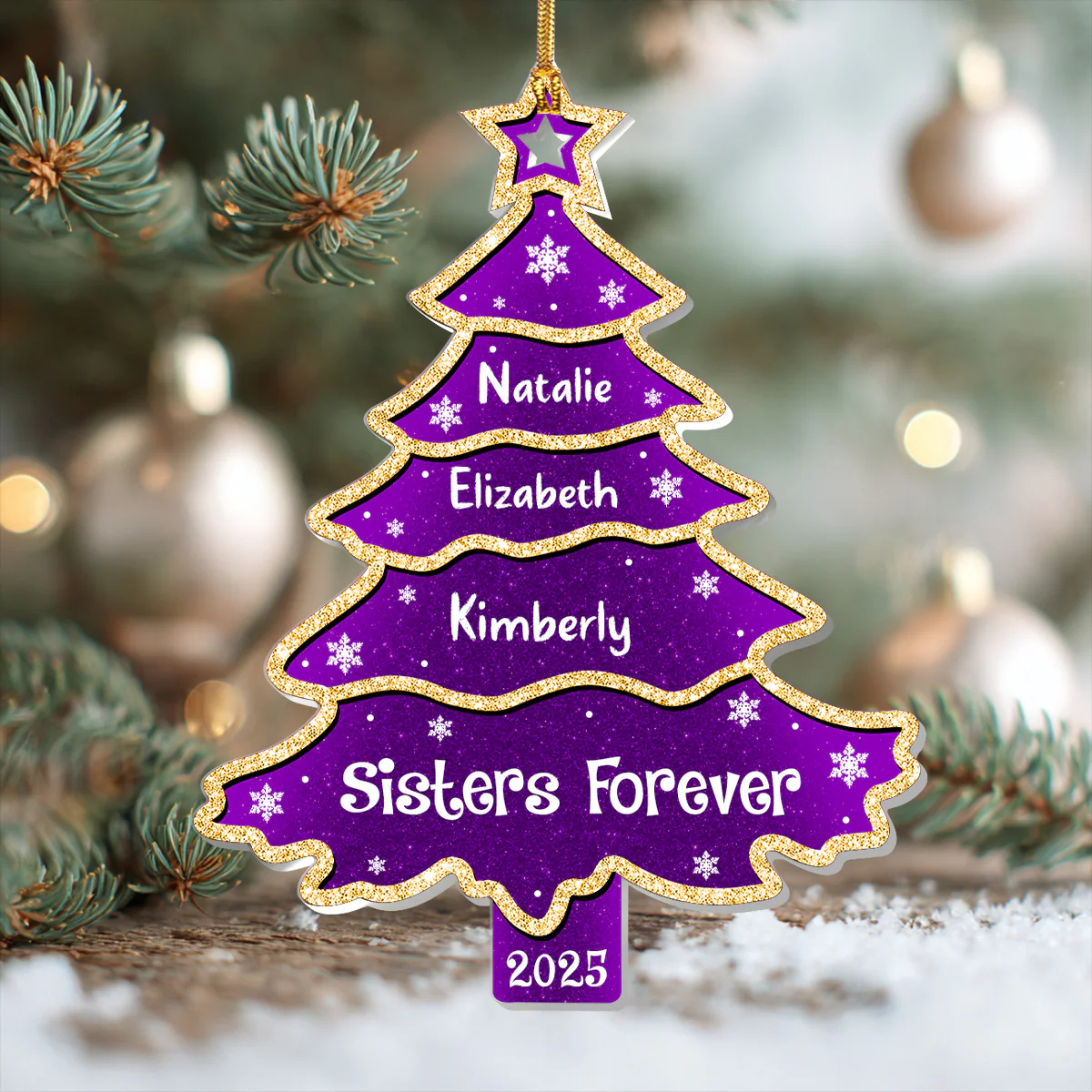 Christmas Tree Glitter Effect - Personalized 1-Layer Acrylic Ornament - Image 3