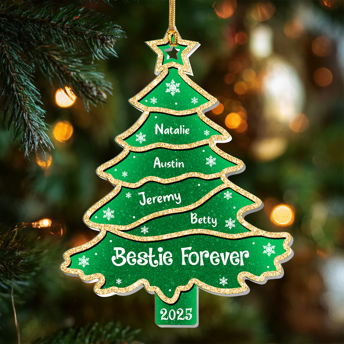 Christmas Tree Glitter Effect - Personalized 1-Layer Acrylic Ornament - Image 4