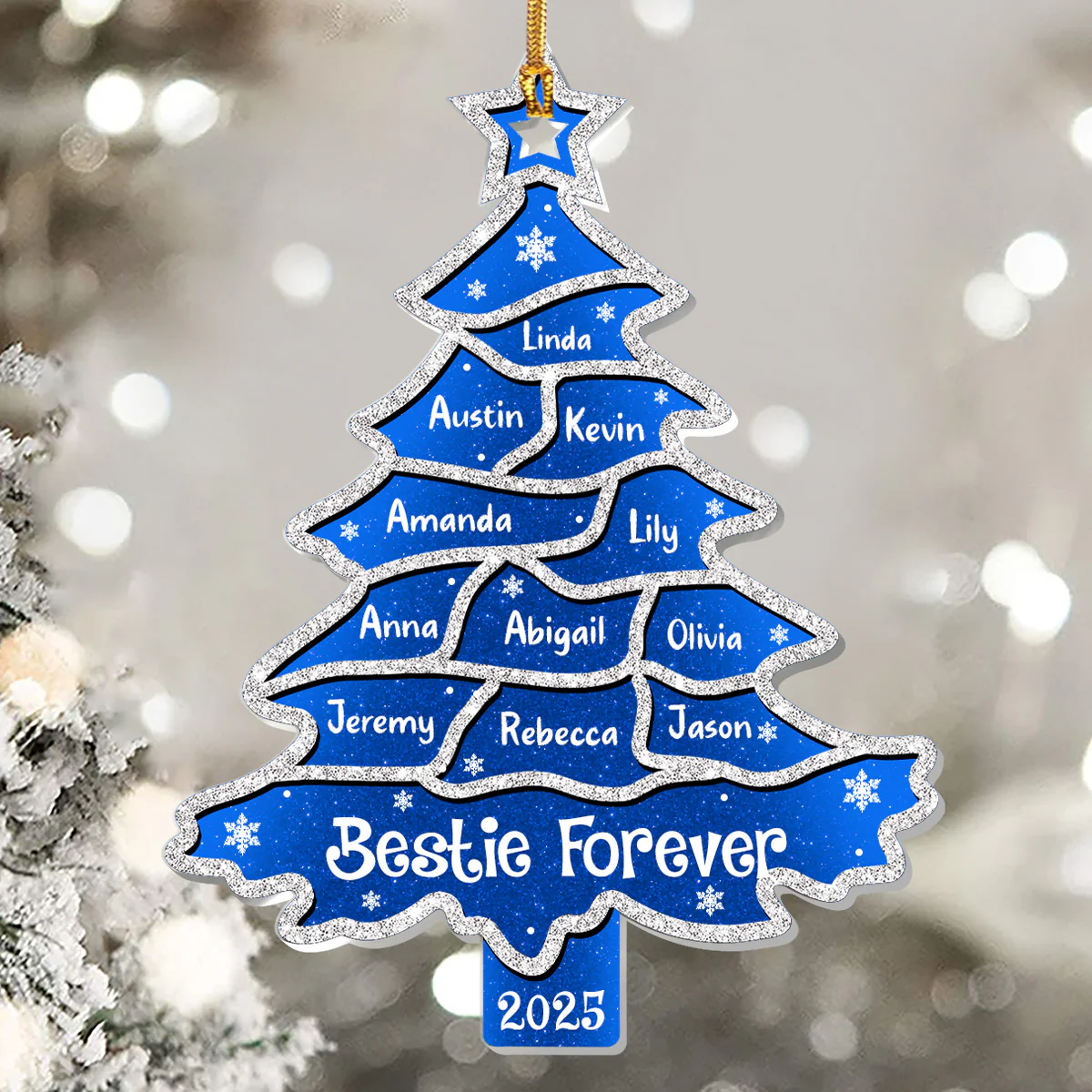 Christmas Tree Glitter Effect - Personalized 1-Layer Acrylic Ornament - Image 5