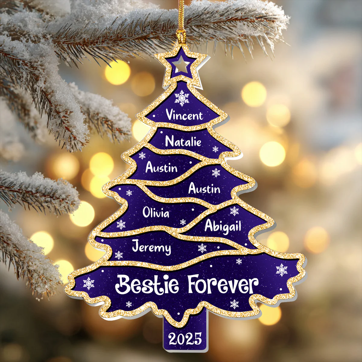 Christmas Tree Glitter Effect - Personalized 1-Layer Acrylic Ornament - Image 6