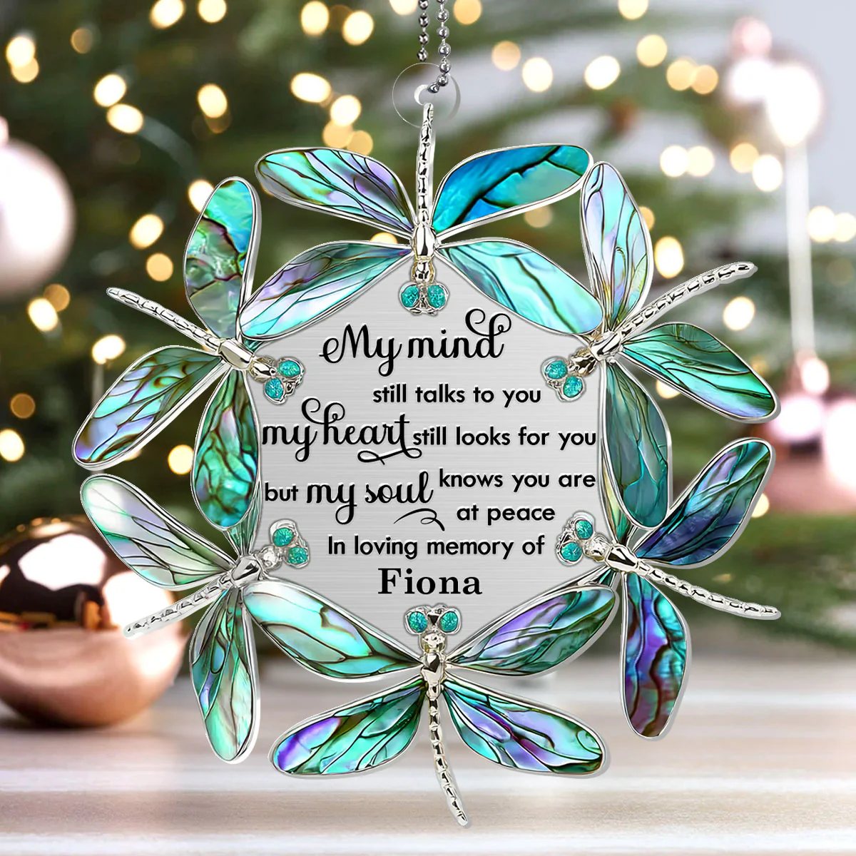 Circle Of Light Dragonflies - Personalized 1-Layer Acrylic Ornament - Image 4