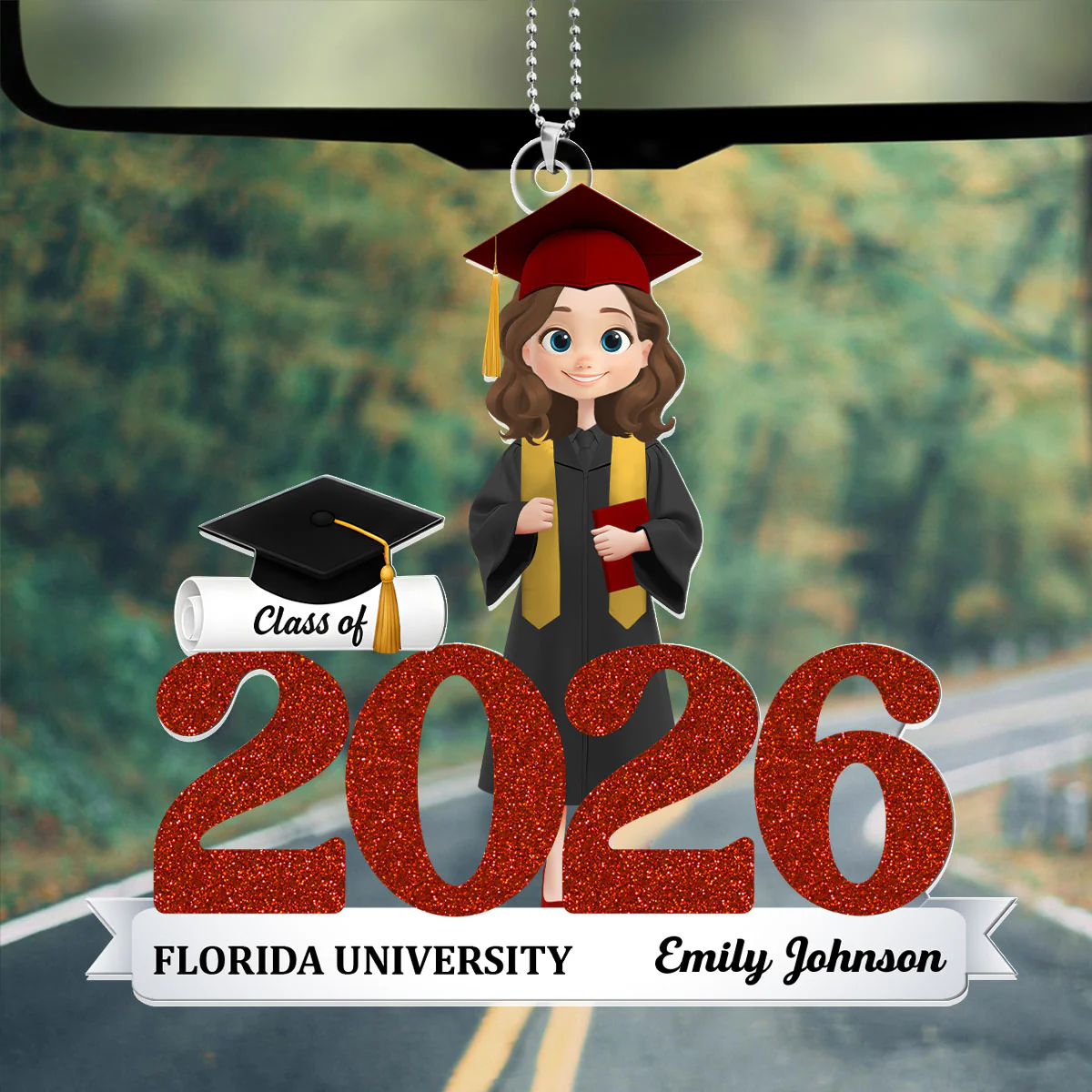 Class Of 2025 2026 Graduation - Personalized Car Acrylic Hanging Ornament - Image 2