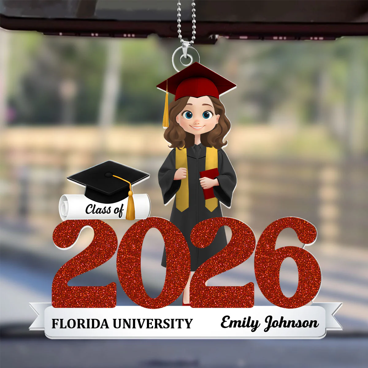Class Of 2025 2026 Graduation - Personalized Car Acrylic Hanging Ornament - Image 4