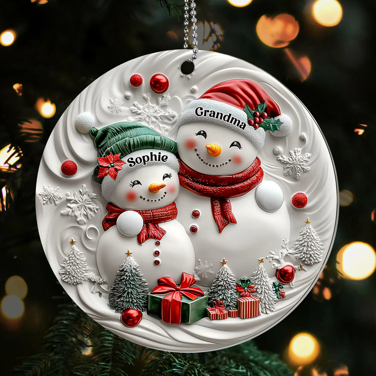 Classic Winter Embrace Generations In Snow - Personalized 1-Layer Acrylic Ornament