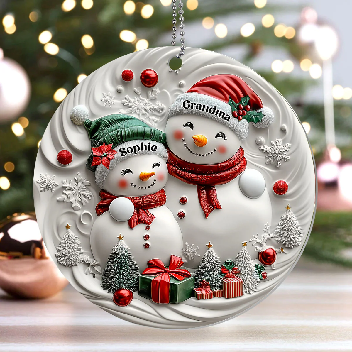 Classic Winter Embrace Generations In Snow - Personalized 1-Layer Acrylic Ornament - Image 4