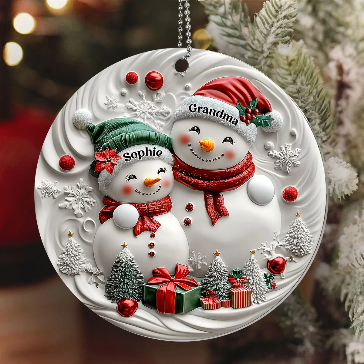 Classic Winter Embrace Generations In Snow - Personalized 1-Layer Acrylic Ornament - Image 6