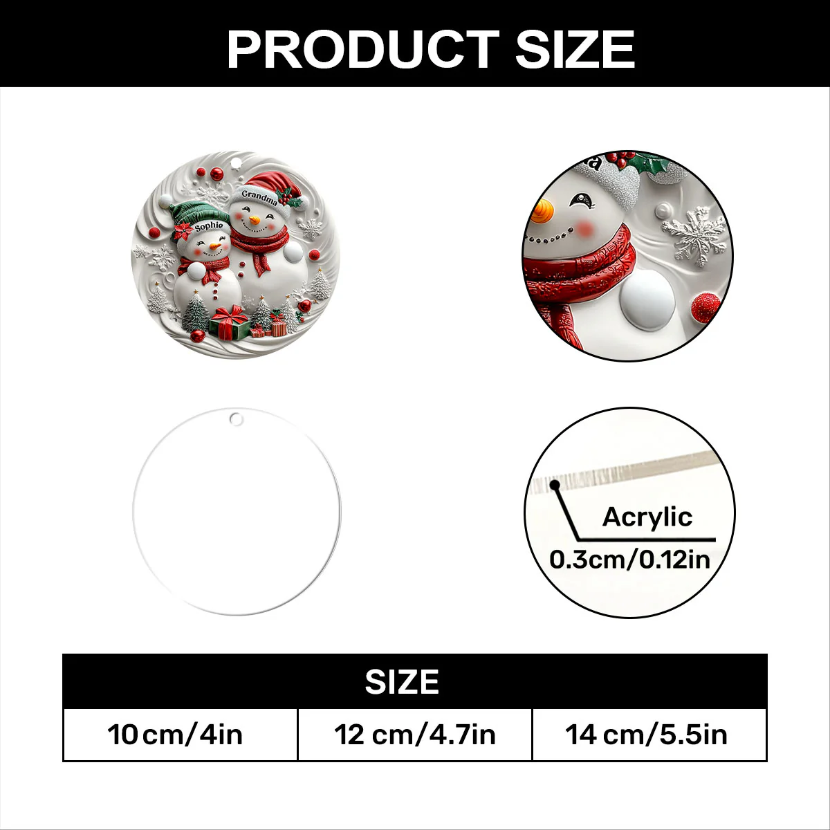 Classic Winter Embrace Generations In Snow - Personalized 1-Layer Acrylic Ornament - Image 7