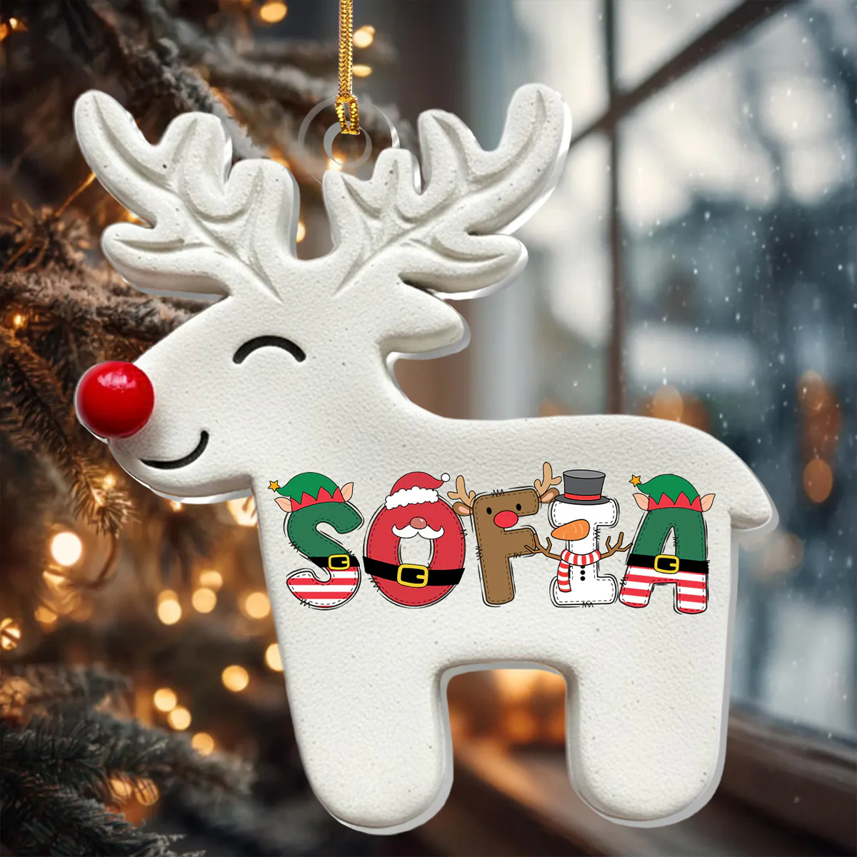 Clay Reindeer - Personalized 1-Layer Acrylic Ornament - Image 3