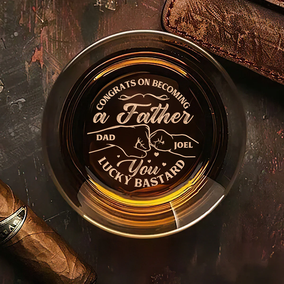 Congrats On Becoming A Father - Personalized Engraved Whiskey Glass - Image 3