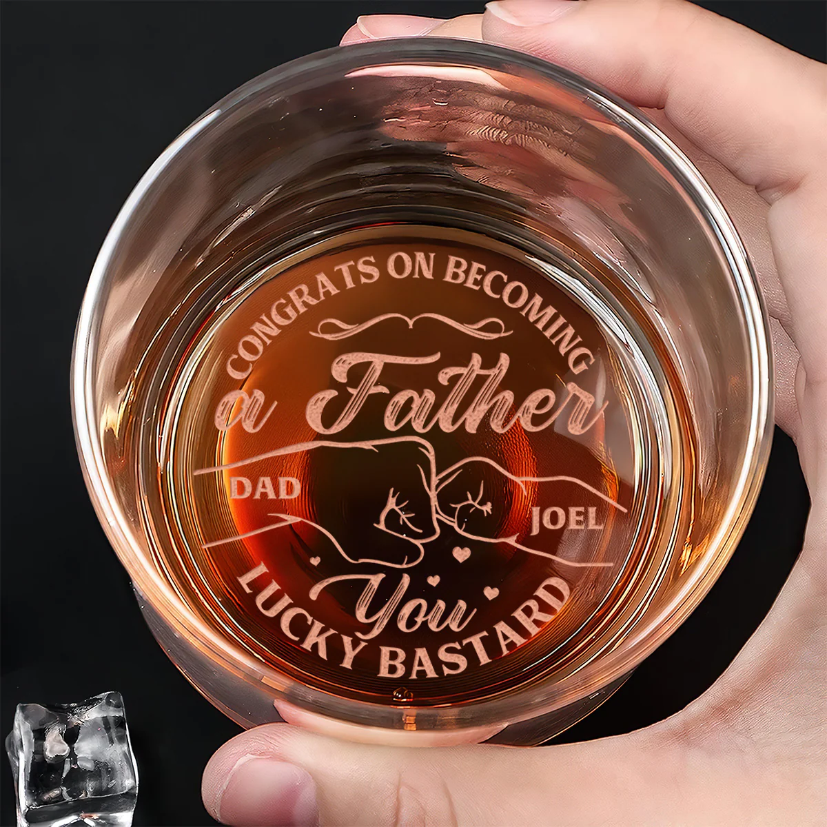 Congrats On Becoming A Father - Personalized Engraved Whiskey Glass - Image 4