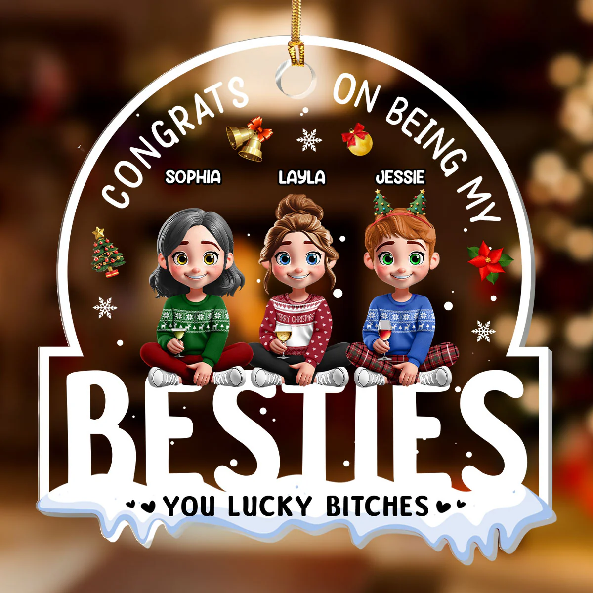 Congrats On Being My Bestie - Personalized 1-Layer Acrylic Ornament - Image 2