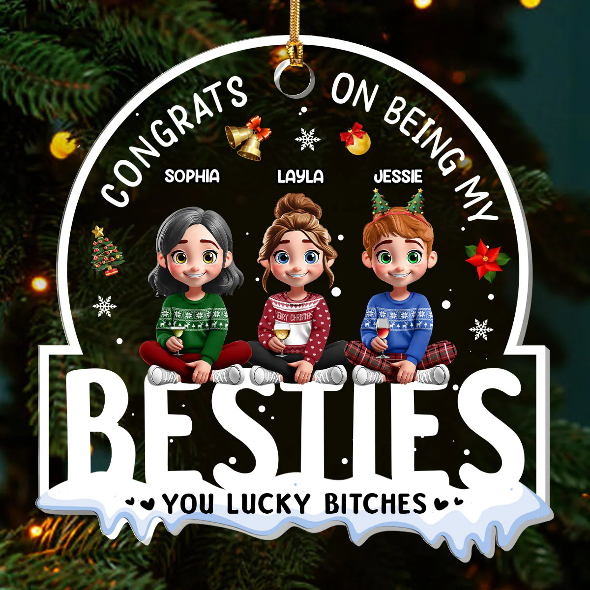Congrats On Being My Bestie - Personalized 1-Layer Acrylic Ornament - Image 3