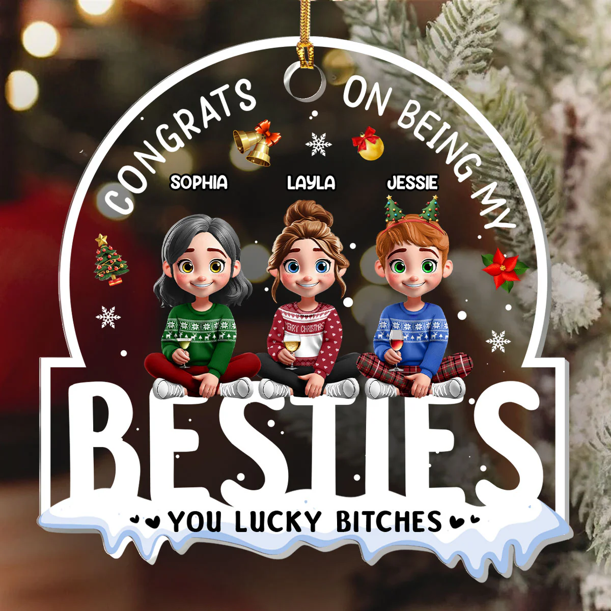 Congrats On Being My Bestie - Personalized 1-Layer Acrylic Ornament - Image 4