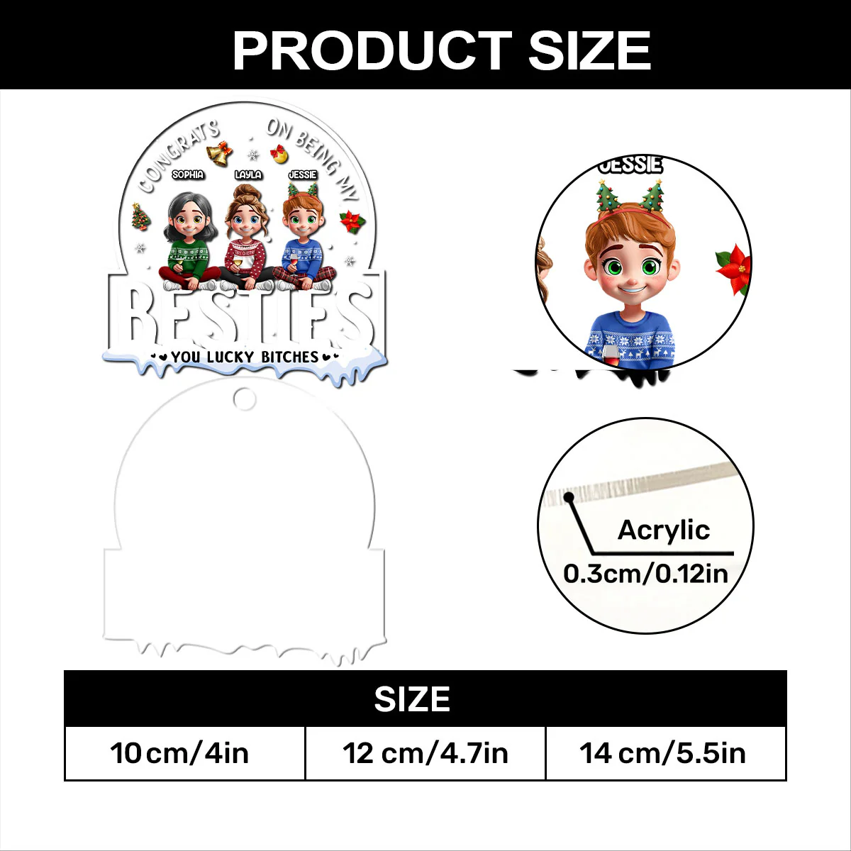 Congrats On Being My Bestie - Personalized 1-Layer Acrylic Ornament - Image 5