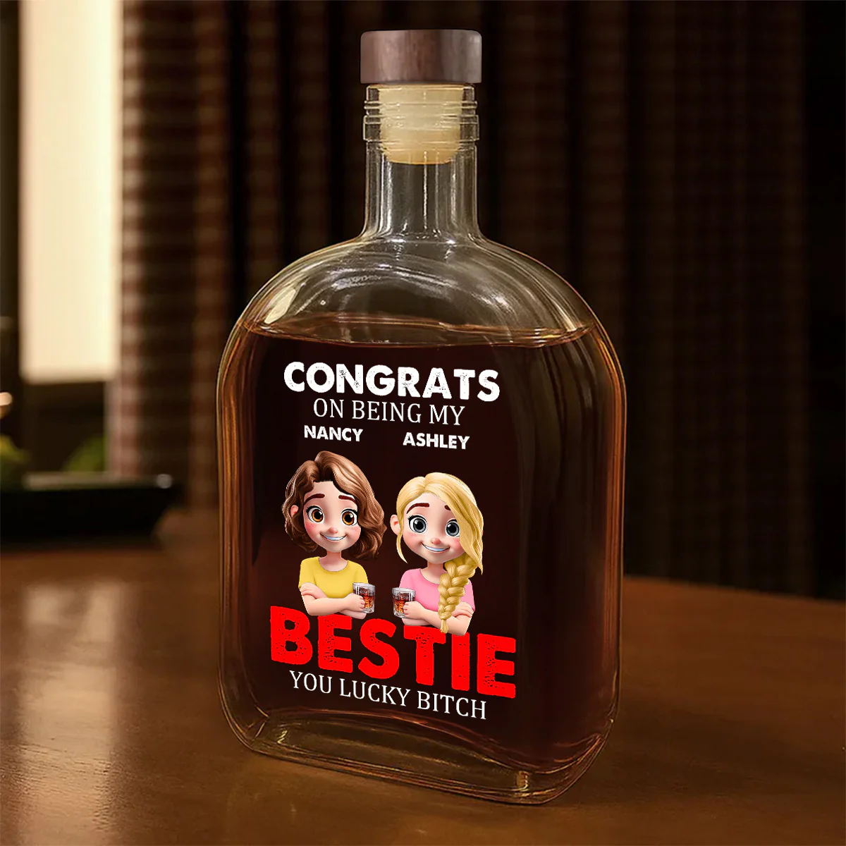 Congrats On Being My Bestie - Personalized Whiskey Bottle - Image 5
