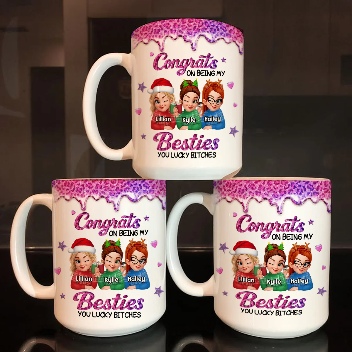 Congrats On Being My Besties - Personalized Ceramic Coffee Mug - Image 5