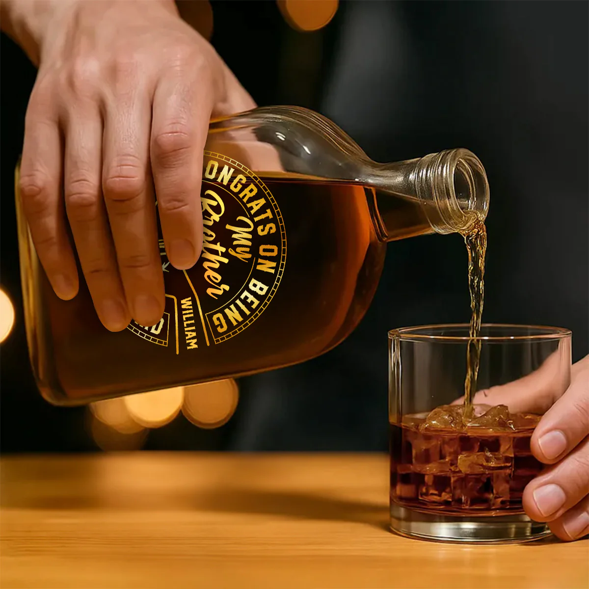 Congrats On Being My Bro - Personalized Whiskey Bottle - Image 3