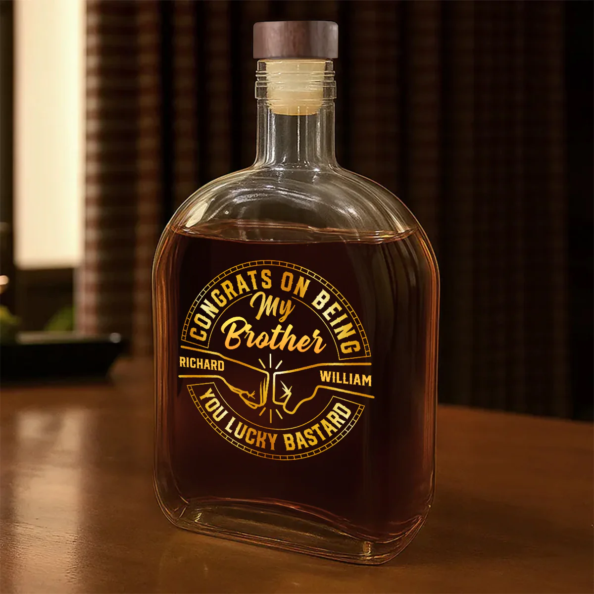 Congrats On Being My Bro - Personalized Whiskey Bottle - Image 5
