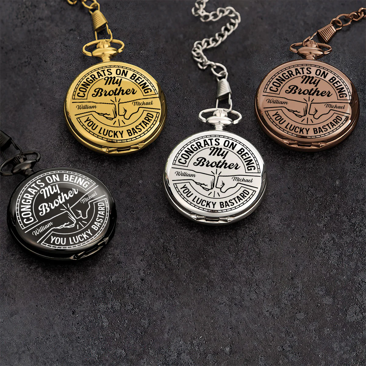 Congrats On Being My Brother - Personalized Pocket Watch - Image 3