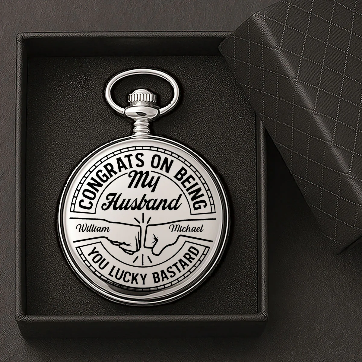 Congrats On Being My Brother - Personalized Pocket Watch - Image 4