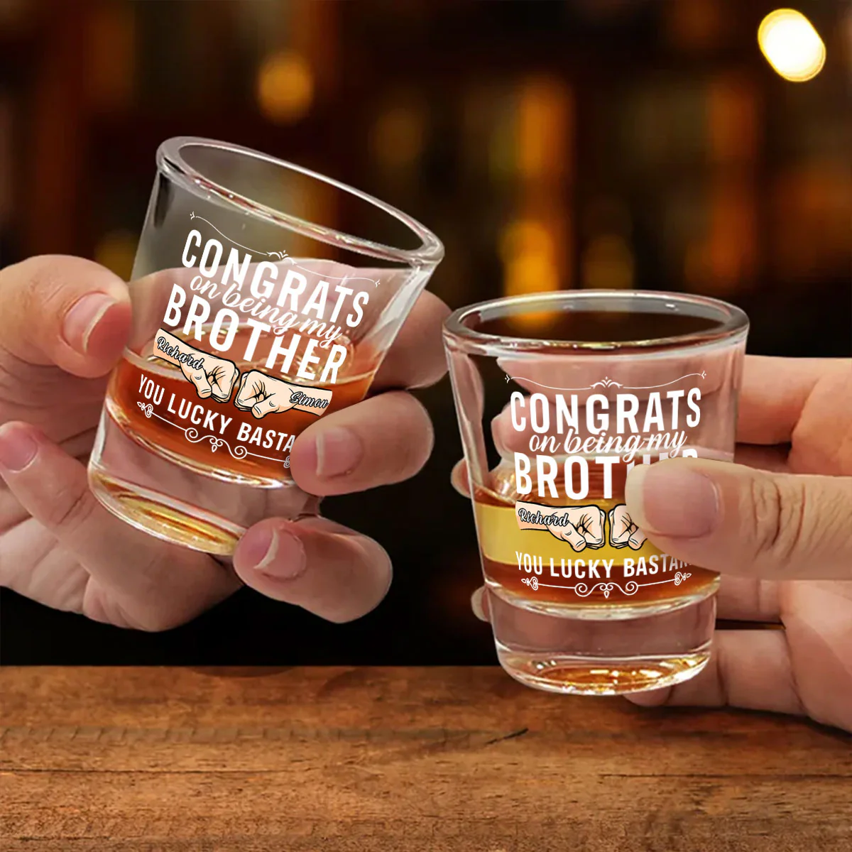 Congrats On Being My Brother - Personalized Shot Glass - Image 2