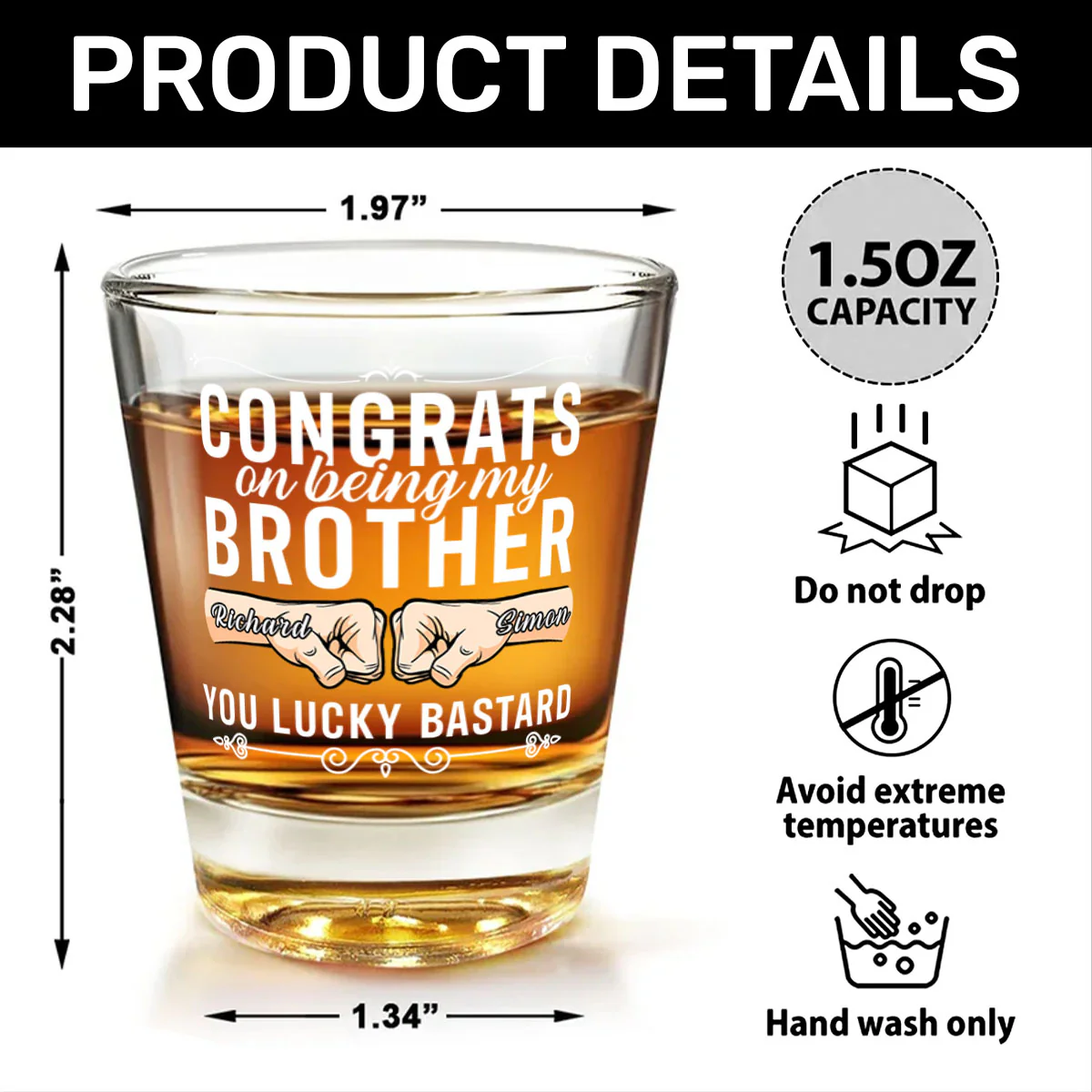 Congrats On Being My Brother - Personalized Shot Glass - Image 5