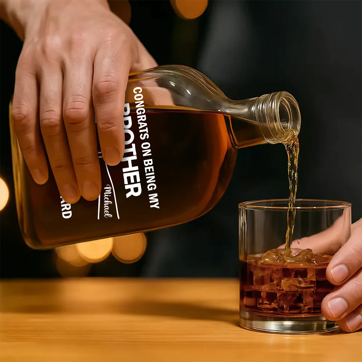 Congrats On Being My Brother - Personalized Whiskey Bottle - Image 3