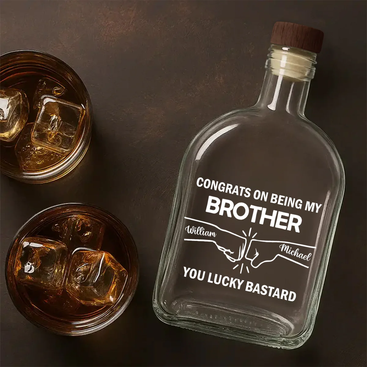 Congrats On Being My Brother - Personalized Whiskey Bottle - Image 4