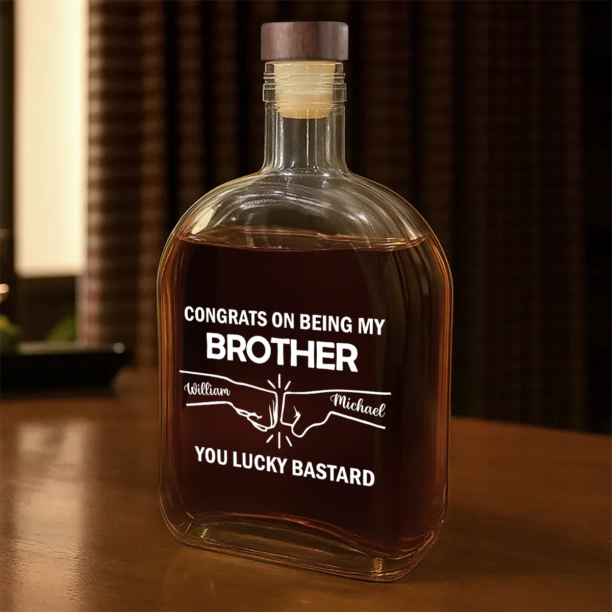 Congrats On Being My Brother - Personalized Whiskey Bottle - Image 5