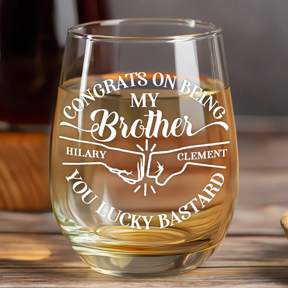 Congrats On Being My Brother You Lucky - Personalized Stemless Wine Glass - Image 5