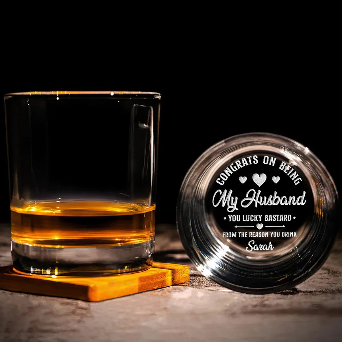 Congrats On Being My Husband - Personalized Engraved Whiskey Glass - Image 5