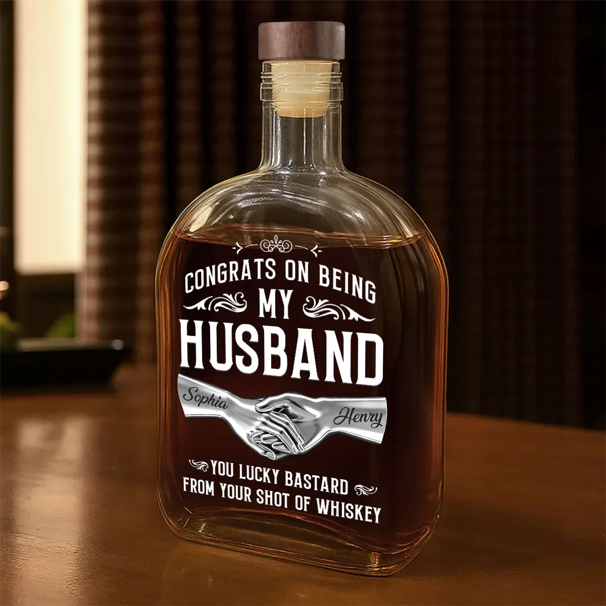 Congrats On Being My Husband - Personalized Whiskey Bottle - Image 5