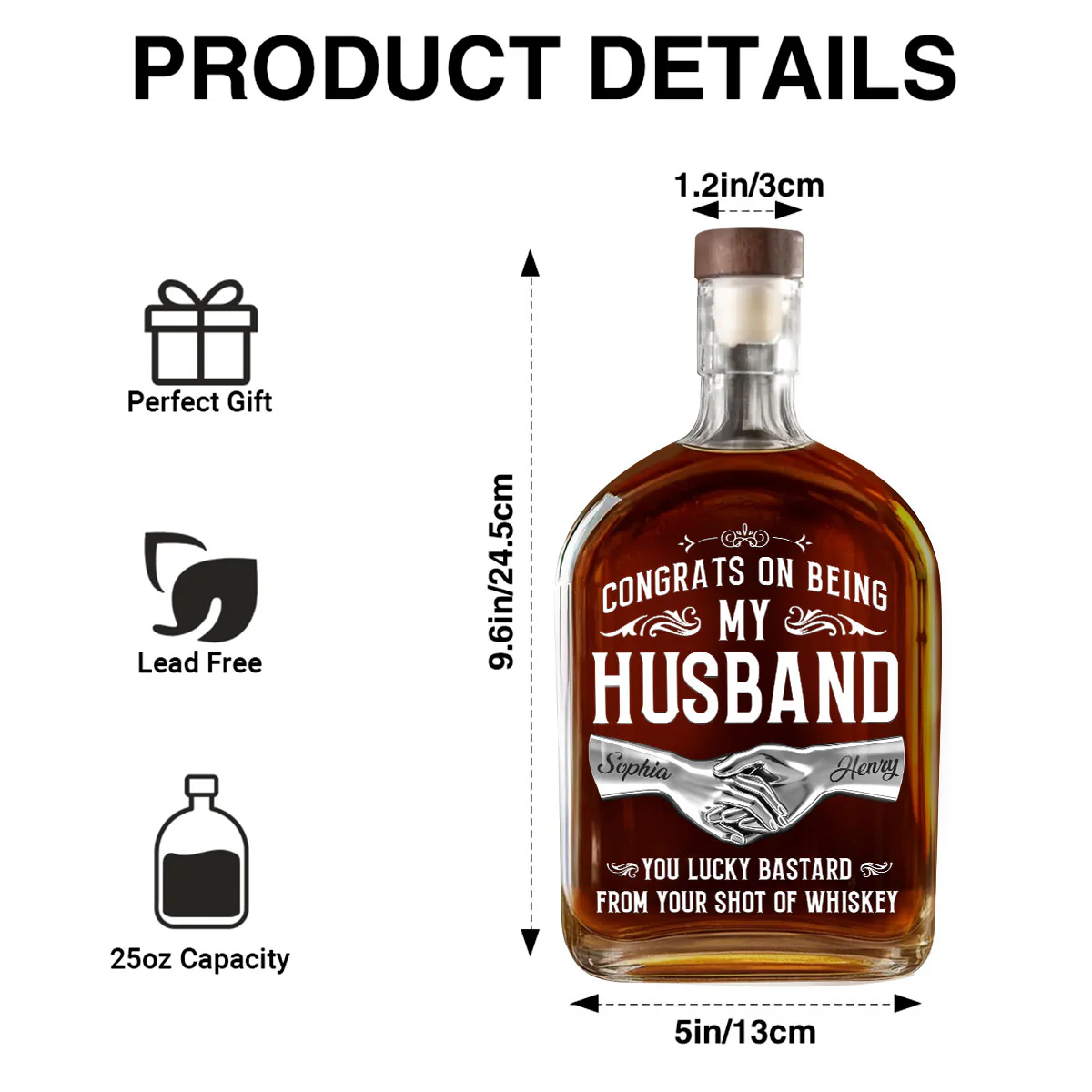 Congrats On Being My Husband - Personalized Whiskey Bottle - Image 6
