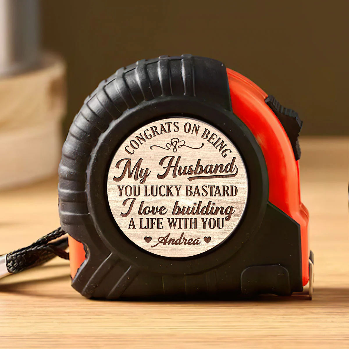 Congrats On Being My Husband You Lucky Bastard - Personalized Tape Measure - Image 5