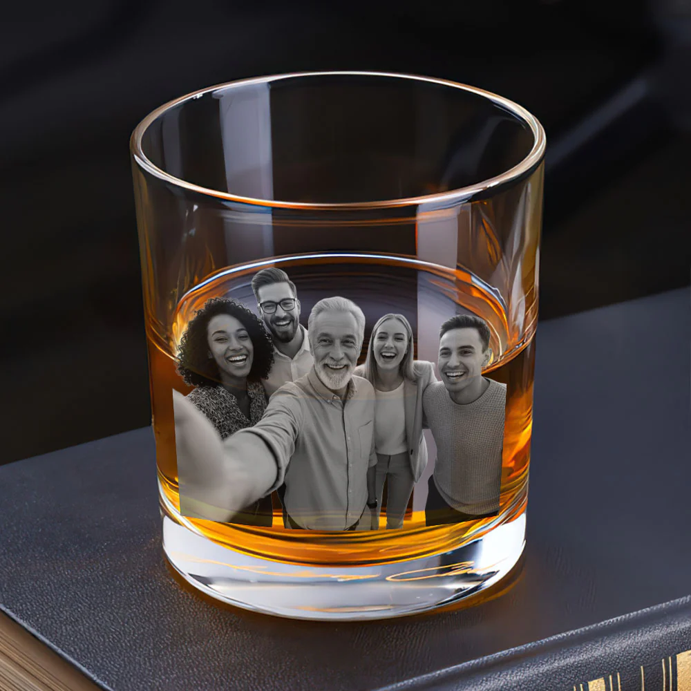 Congrats On Being Our Boss - Personalized Round Whiskey Glass - Image 5
